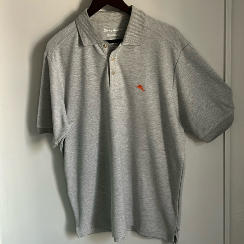 Tommy Bahama Men’s Island Zone Classic Sporty Performance Light Gray Polo Shirt